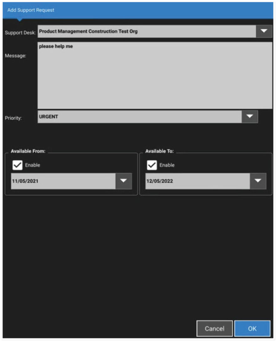 New support request