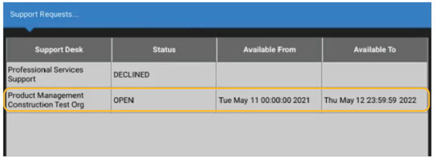 New support request