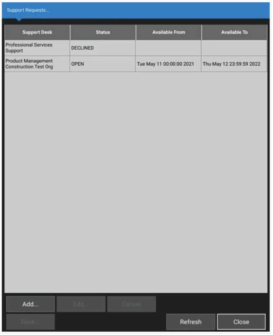 New support request