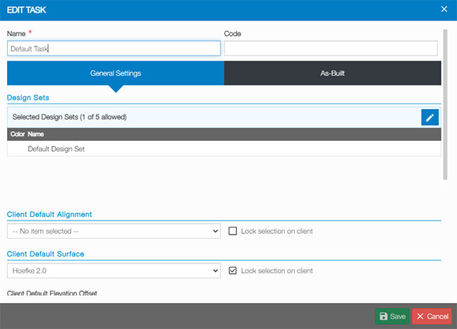 Enable As-built in a task